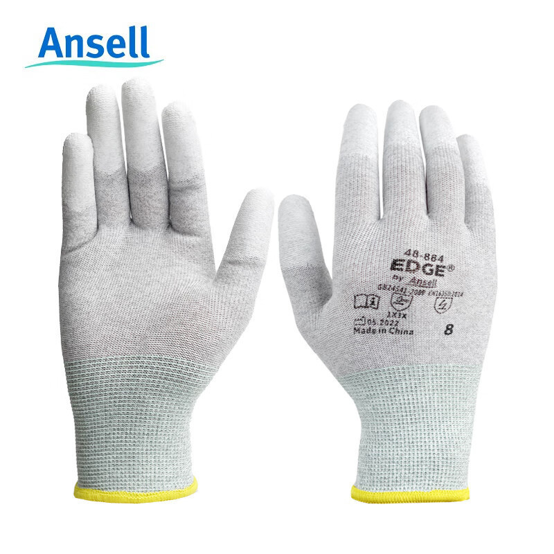 安思尔48-884浸胶涂层防滑工地搬运钢筋工汽修建筑工厂防静电手套