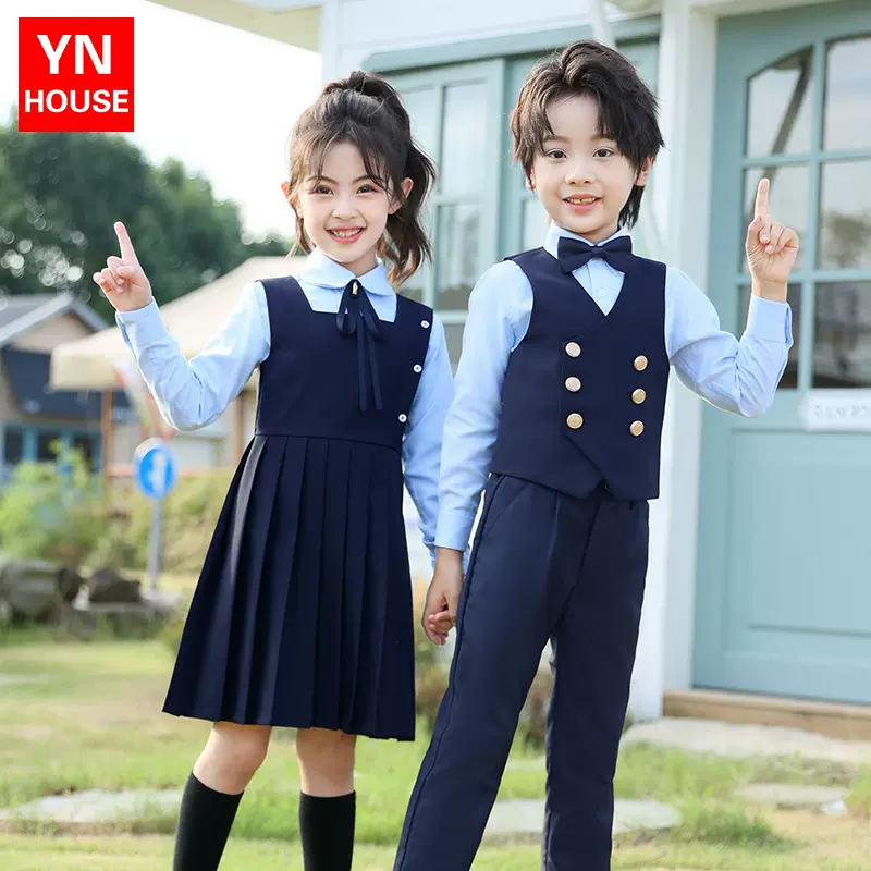 幼儿园校服套装秋新品女童连衣裙小学生园服男女学院风合唱班服