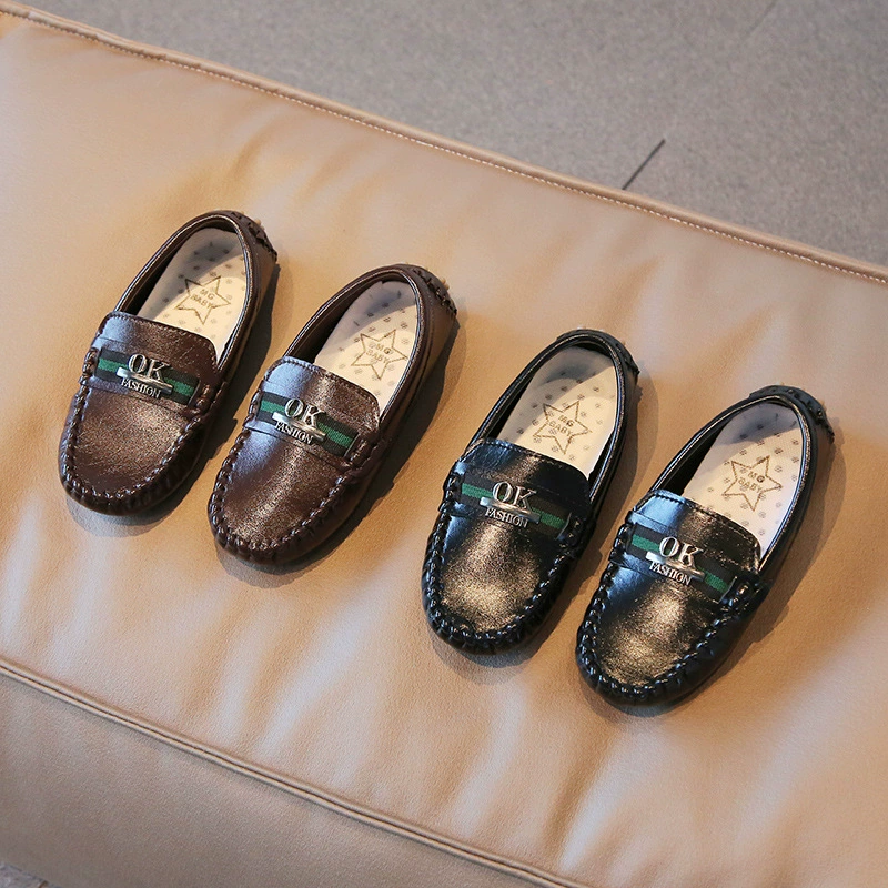 Обувь-фасоль для мальчиков в британском стиле, повседневная универсальная детская Маленькая кожаная обувь в стиле ретро, детская модельная обувь, сумка с подошвой для крупного рогатого скота
