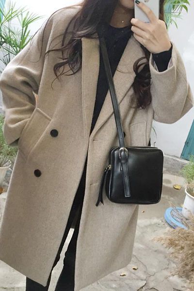 毛呢外套女中长款2025秋冬季新款韩版赫本风百搭黑色呢子大衣加厚