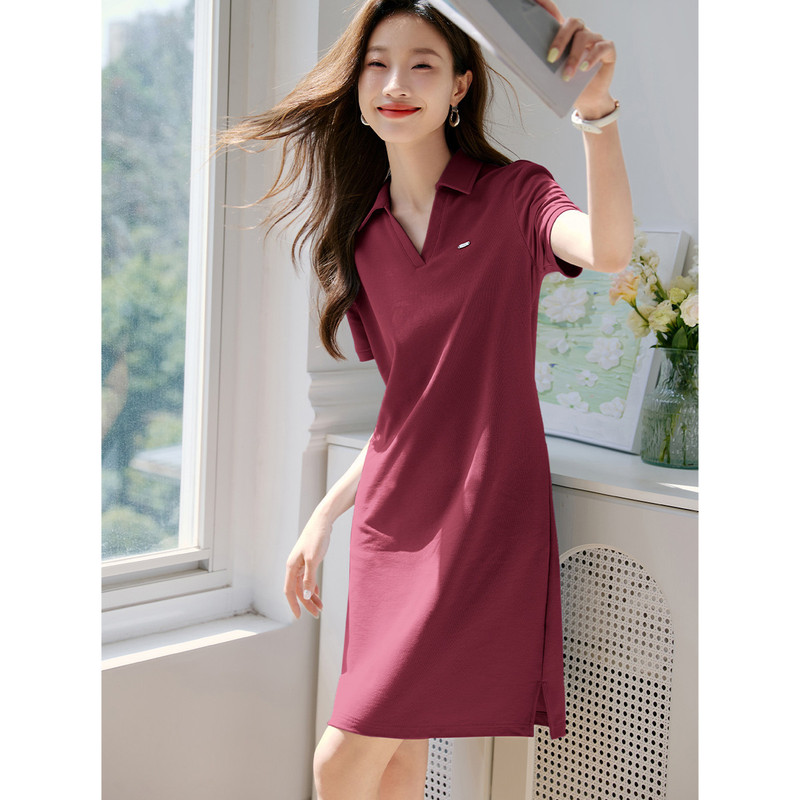 Casual Style Polo Collar Simple Versatile Dress 2025 Summer New Dress