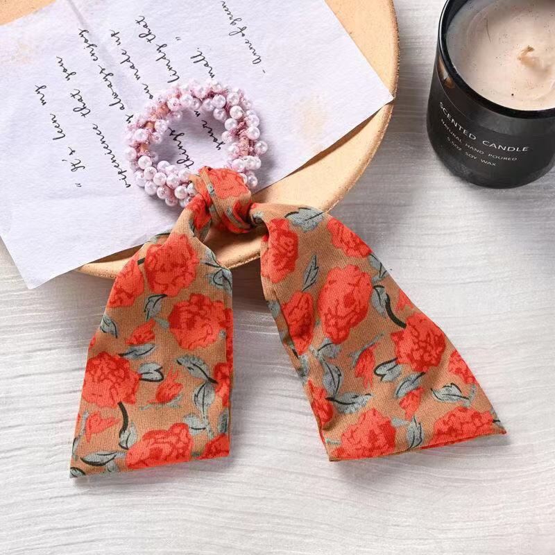 De las mujeres de estilo coreano arco floral cuerda del pelo de la vendimia cinta de perlas banda de pelo Mori headwear lazo del pelo banda de goma de las mujeres