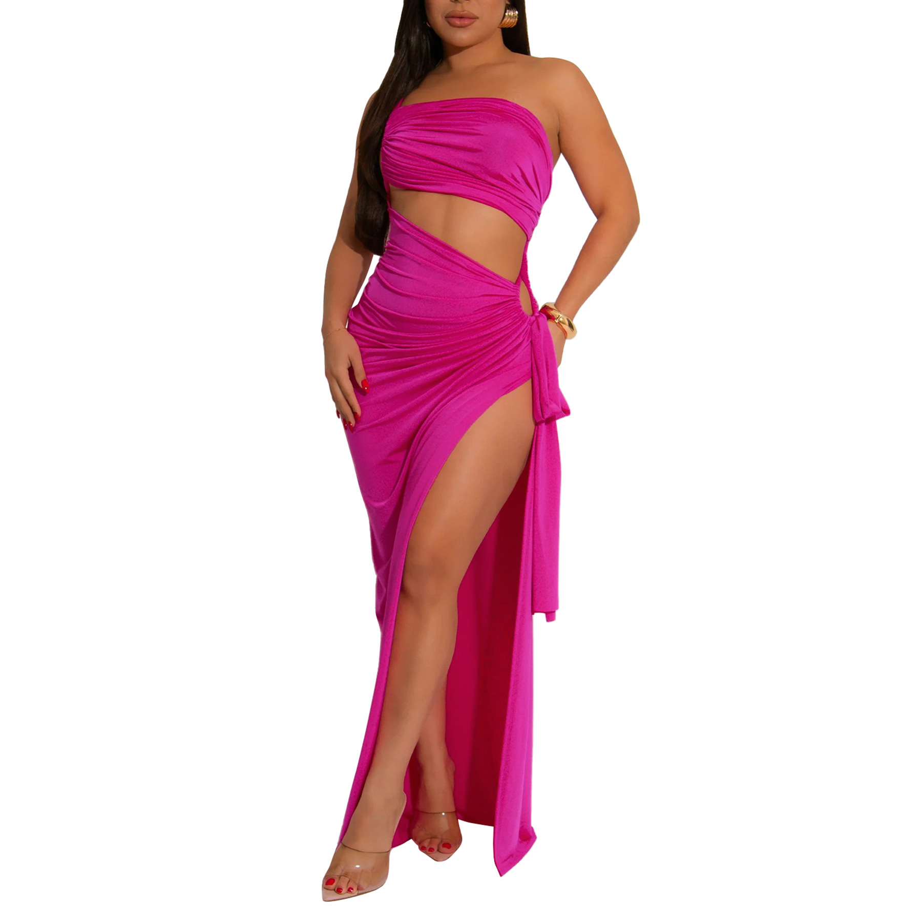 345g Weight Maxi Long Dress Dress Length Type Sleeveless Sleeve Length Sheath Dress Dresses Type Polyester Fabric Type High Waist Waist Line Banquet, Cocktail Party Occasion Strapless, Oblique collar Neckline Slim Fit Type Solid Color Pattern Summer Season Women's Gender Sexy, Streetwear Style Wholesale Women's Sexy Streetwear Solid Color Banquet Cocktail Party Strapless Oblique Collar Sleeveless Sheath Dress 30