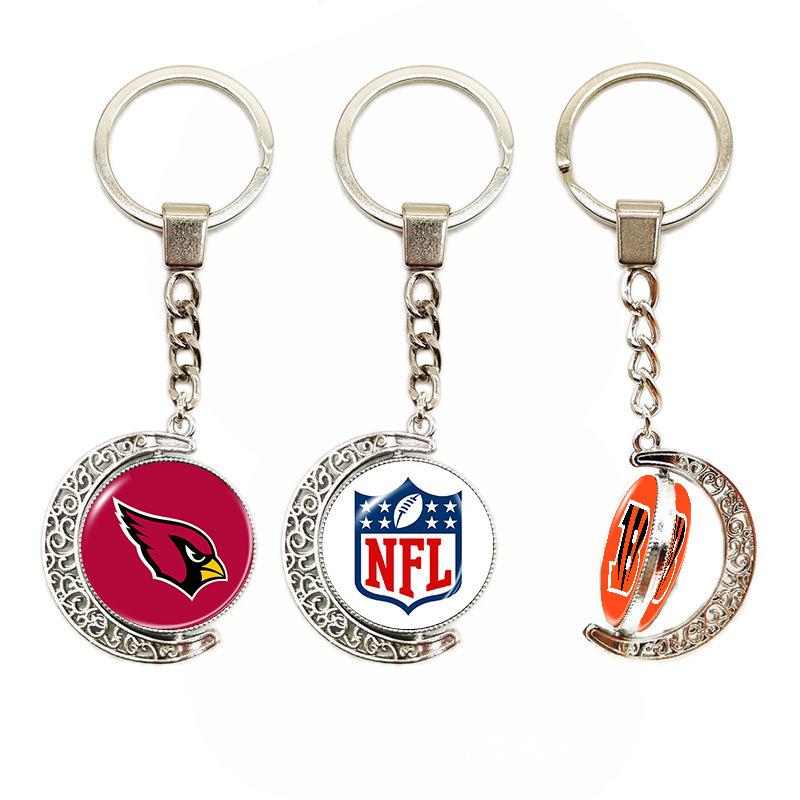 Cross-Border New Product Nfl Football Team Logo Time Gemstone Keychain Pendant Bag Pendant Patriot