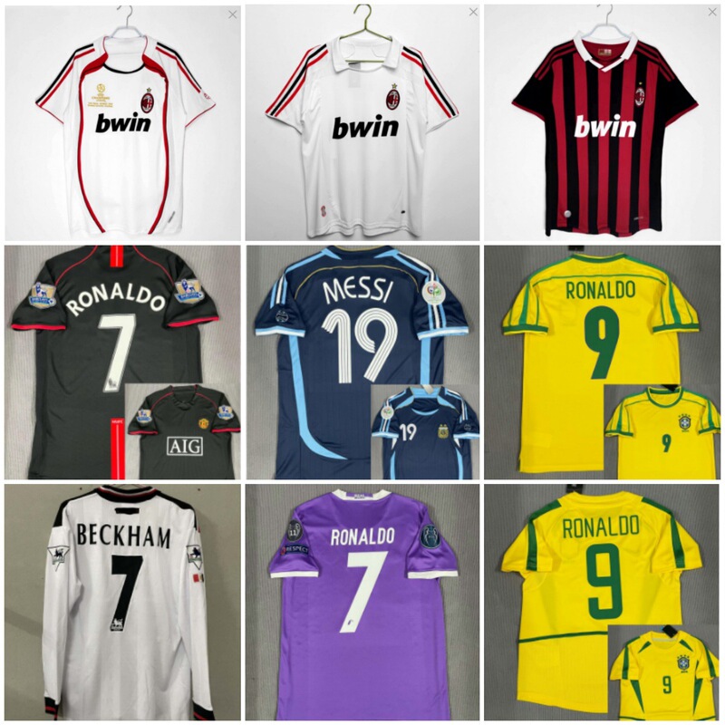 Popular Retro Football Jersey Ac/22 Number Kaká Number 80 Ronaldinho Manchester United Red Devils Beckham Thai Version Jersey