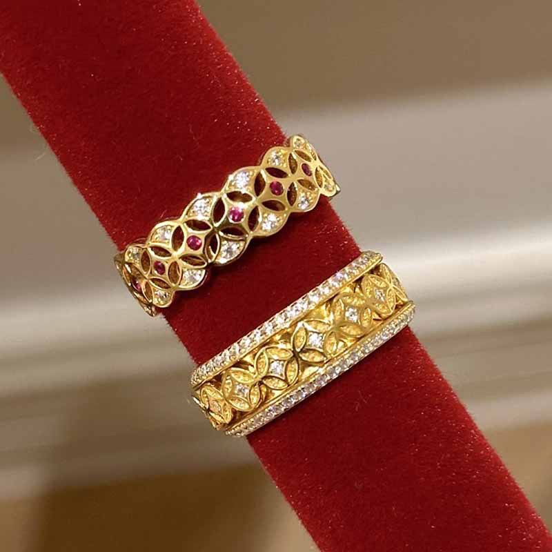 Vintage Chinese Style Diamond Inlaid Copper Coin Ring_voghion.com