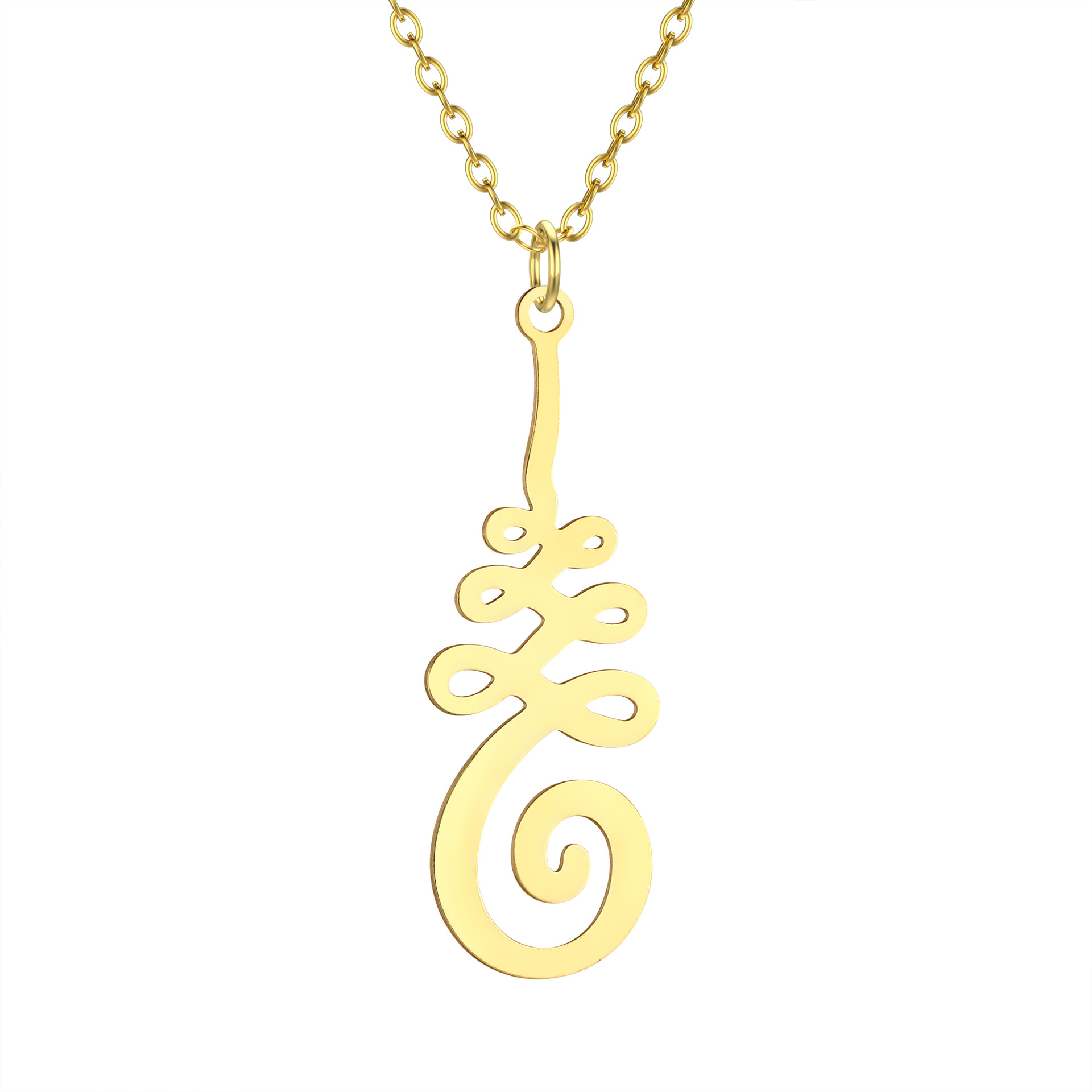 Women Yoga Pendant Necklace Stainless Steel Jewelry Geometric Retro Necklace Jewelry Gift