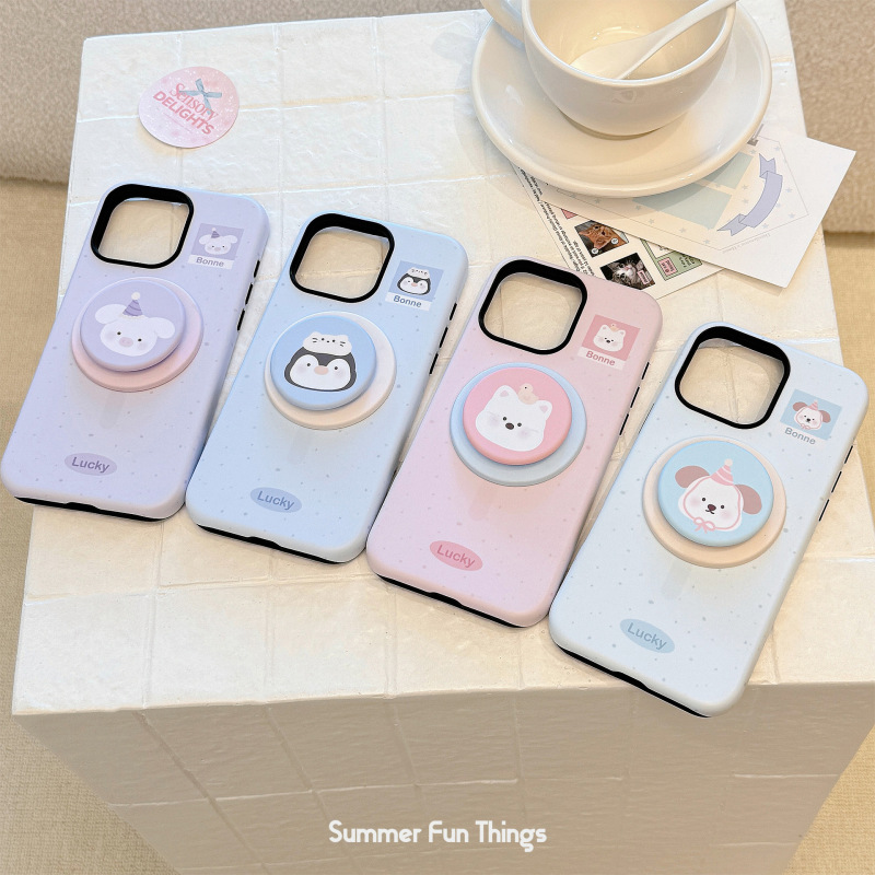 小動物磁気スタンド付きスマホケース Apple iPhone16対応 13フィルム 15promaxハードケース 14韓国風 17|undefined
