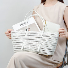 镂空黑色新款女士手提单肩包大容量女牛皮通勤高级感腋下托特包