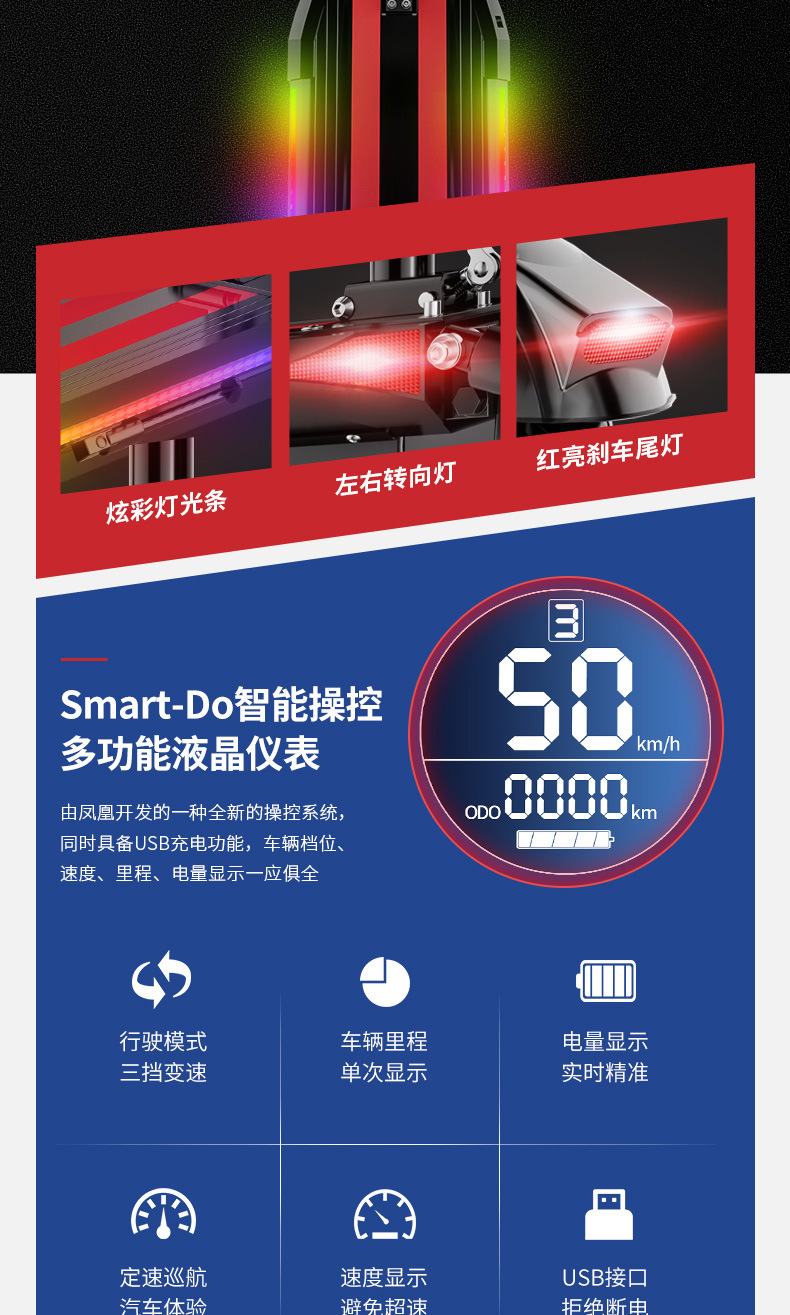 Urban Electric Scooter with 1000W Peak Motor + 140Km Range, Aluminum Alloy Body, Adult Mobility Scooter