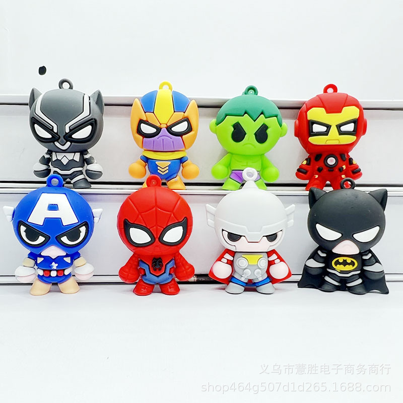 Anime Q version Avengers Marvel keychain pendant Captain America Spiderman Batman in stock direct sales Anime Q version Avengers Marvel keychain pendant Captain America Spiderman Batman in stock direct sales