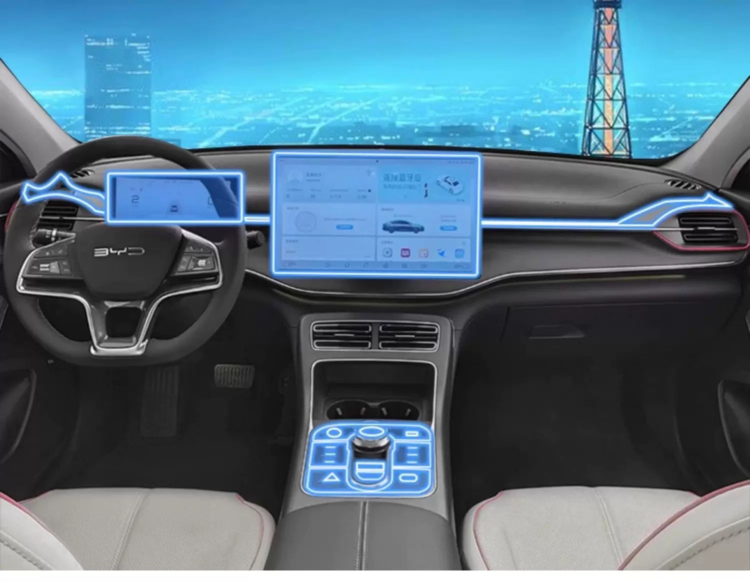 Suitable for 25 models of BYD Destroyer 05 interior film, instrument panel, navigation screen, gear shift center pillar film, high-definition-TPU