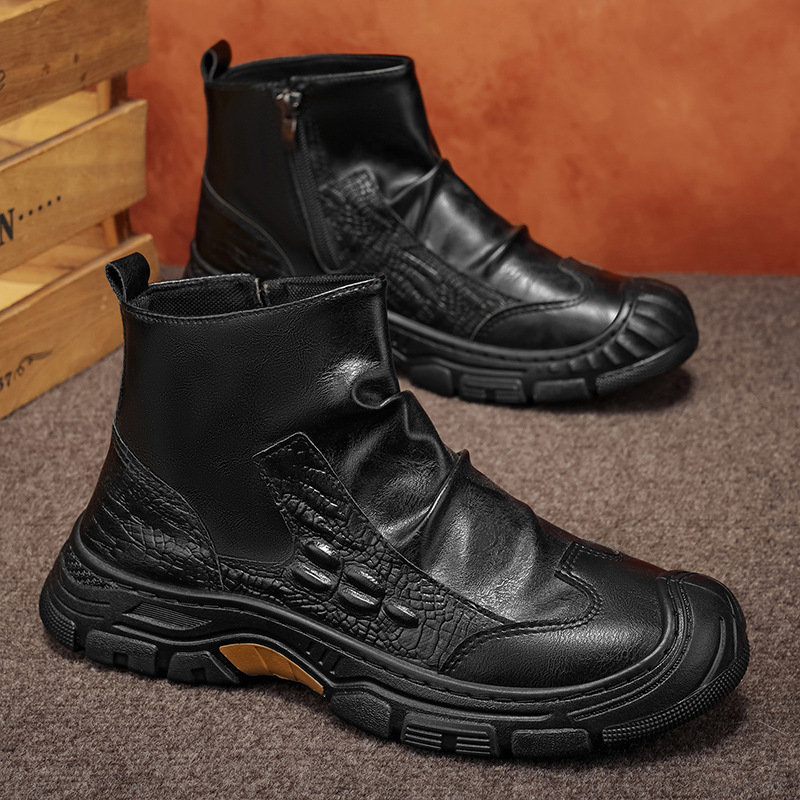 2026 zapatos de hombre otoño nuevos zapatos de moda de calle de estilo universal hombre casuales un pie negro botas de alta gama Martin