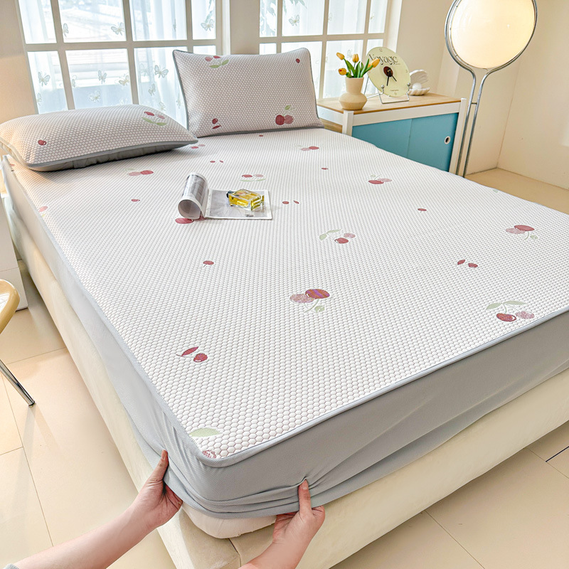 2025 nueva funda de cama Clase A funda de cama de seda de hielo funda protectora de colchón de verano de una sola pieza funda de cama de Doudou todo incluido de verano
