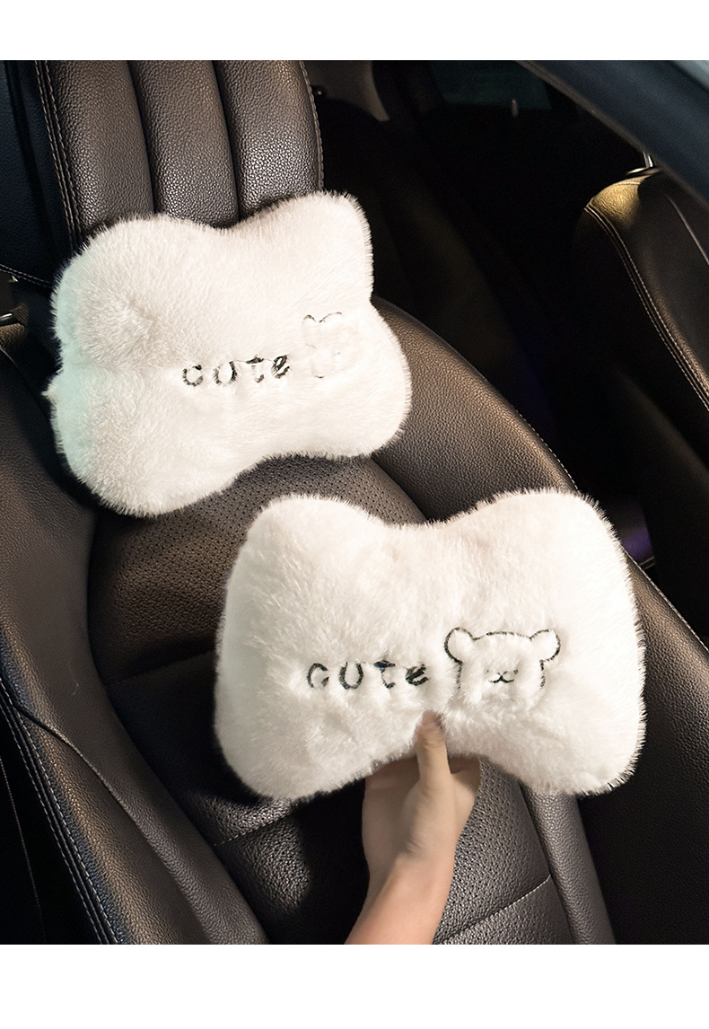 Car Seat Cushion Winter Plush Cartoon Cute Bear Fleece-Lined Thickeneded High-End Rear Single-Piece Seat Cover for Girls