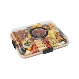 跨境木质熟食板聚餐派对水果零食甜品盘带盖点心面包试吃盘蛋糕盘