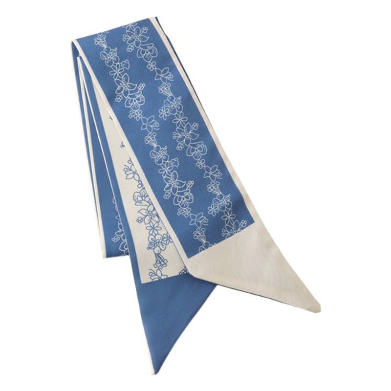 Синий нежное ощущение, повседневный подходящий маленький шелковый шарф, Женская резинка для волос, тонкая узкая ленточная сумка для галстуков, весенне-летний шарф в Корейском стиле