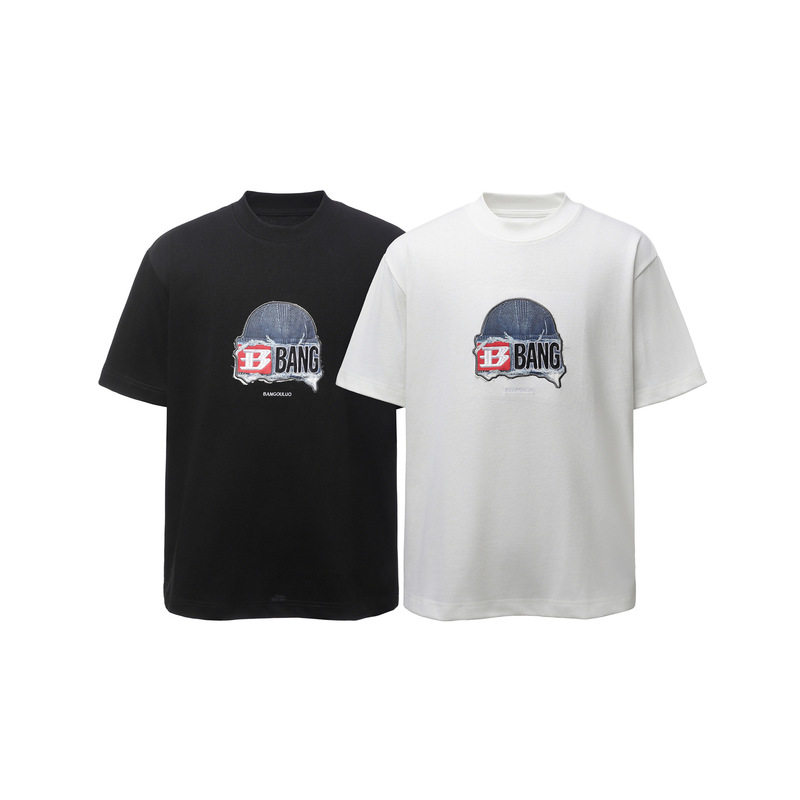 2026 New American-Style Hat Patch Embroidery Round Neck Short-Sleeve T-Shirt for Men, Trendy Brand Summer Couple's Versatile Half-Sleeve Tee