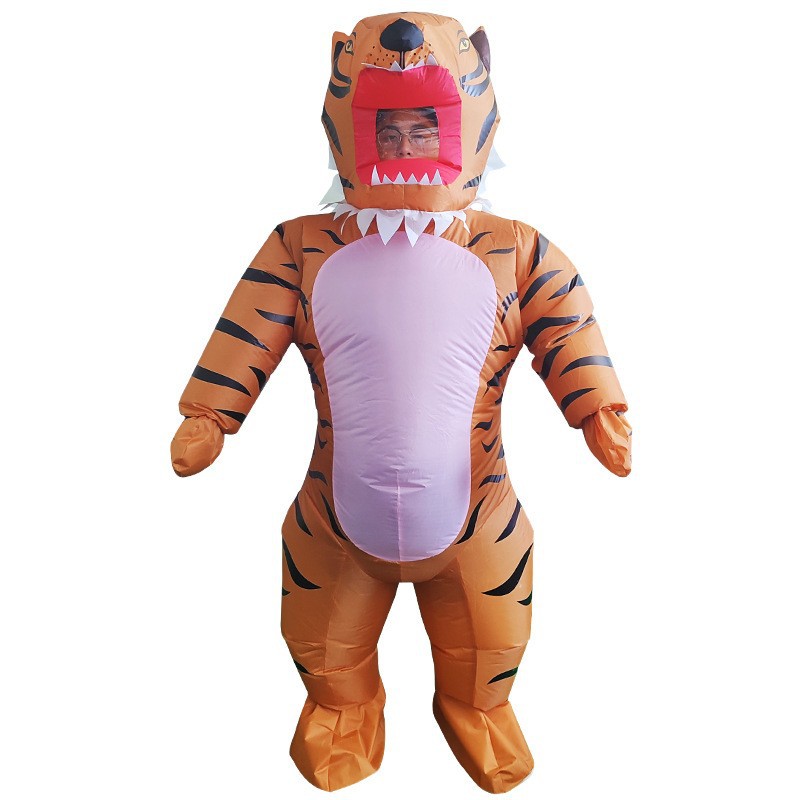Amazon explosión impresa inflatable T-Rex disfraz Halloween multicolor T-Rex disfraz de fiesta disfraz de muñeca