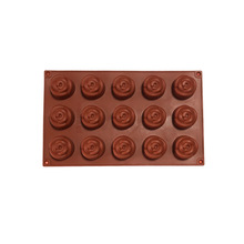 15连玫瑰花硅胶蛋糕模DIY制作巧克力烘焙工具微波炉烤盘批发