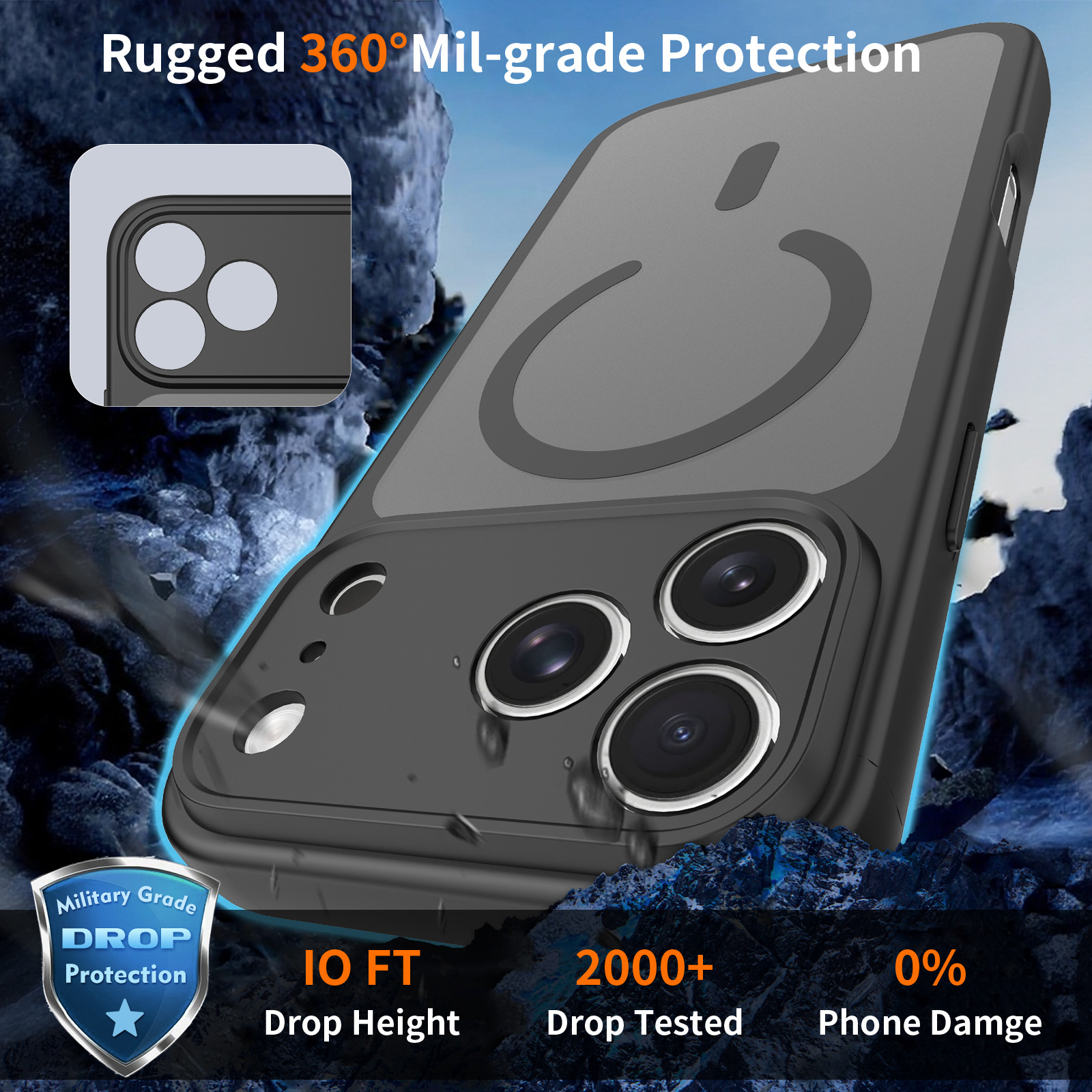 Cross - Border adecuado para iPhone 18promax carcasa de teléfono móvil, lente magnética sensible a la piel, paquete completo de protección Apple 17