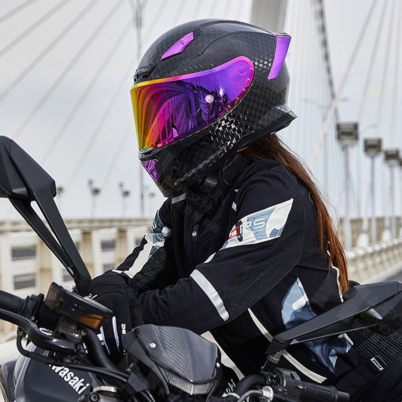 ORZ motocicleta de casco completo de fibra de carbono para hombres y mujeres