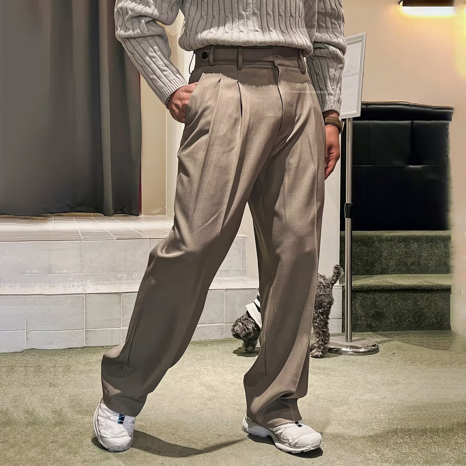 Men's Straight-Leg Suit Casual Pants Wagging Wide-Leg Loose High-Level Trousers Korean-Style American-Style Slightly Wide Trousers