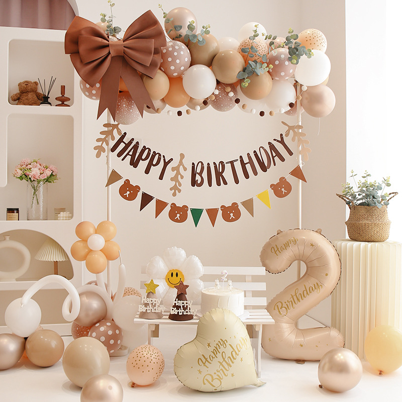 Children's Baby's Birthday Scene Atmosphere Decoration Arch Balloon Boys and Girls Party Ten Years 2 Years 3