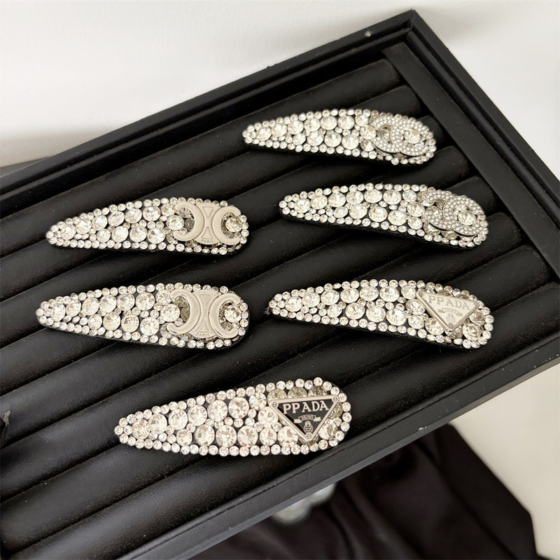 Luxurious Style Ultra-Sparkly Full Diamond Water Drop Bb Clip for Women, Light Luxury Side Hairpin with a High-End Feel, Exquisite Hair Accessory