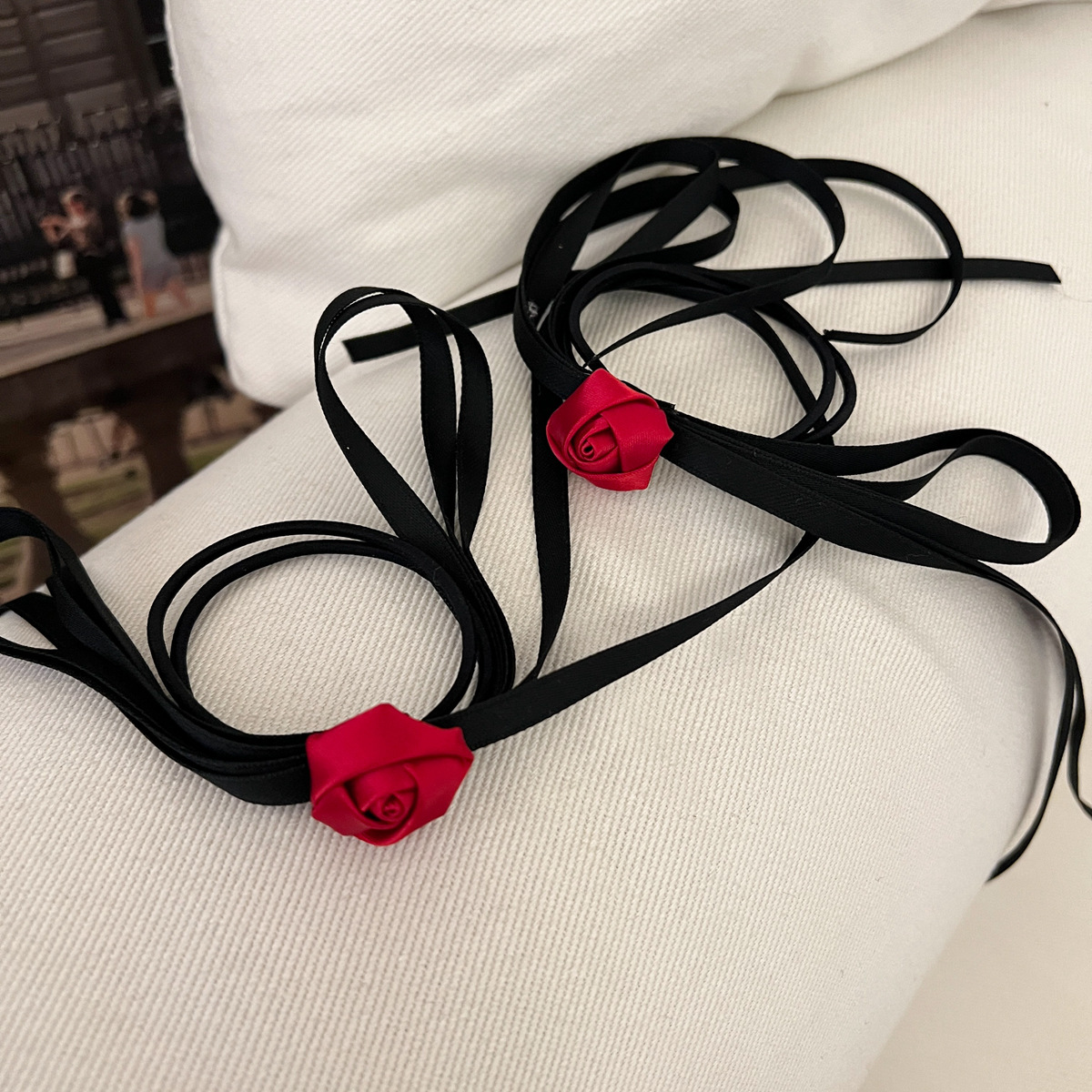 Women's Sweet Rose Bow Knot Cloth Hair Clip Hair Tie display picture 3