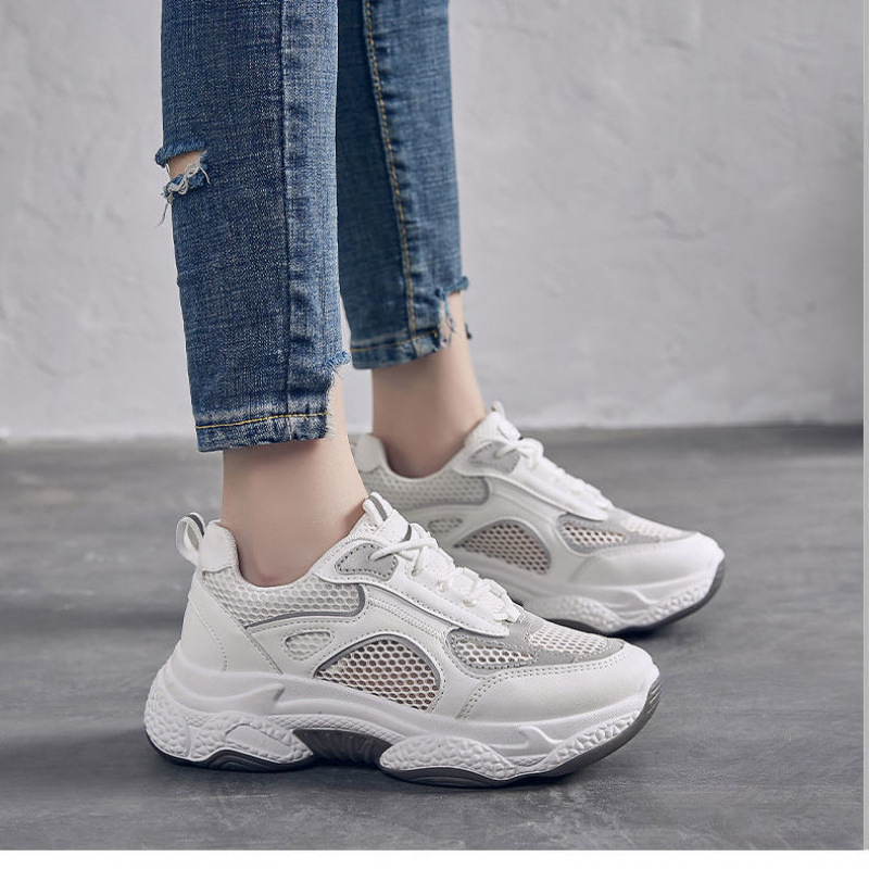 PLOVER Woodpecker Daddy Shoes Mujer de moda 2025 verano nuevo estilo transpirable con pies pequeños zapatos deportivos de malla para correr