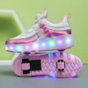 802 Pink white double -wheels with lamp