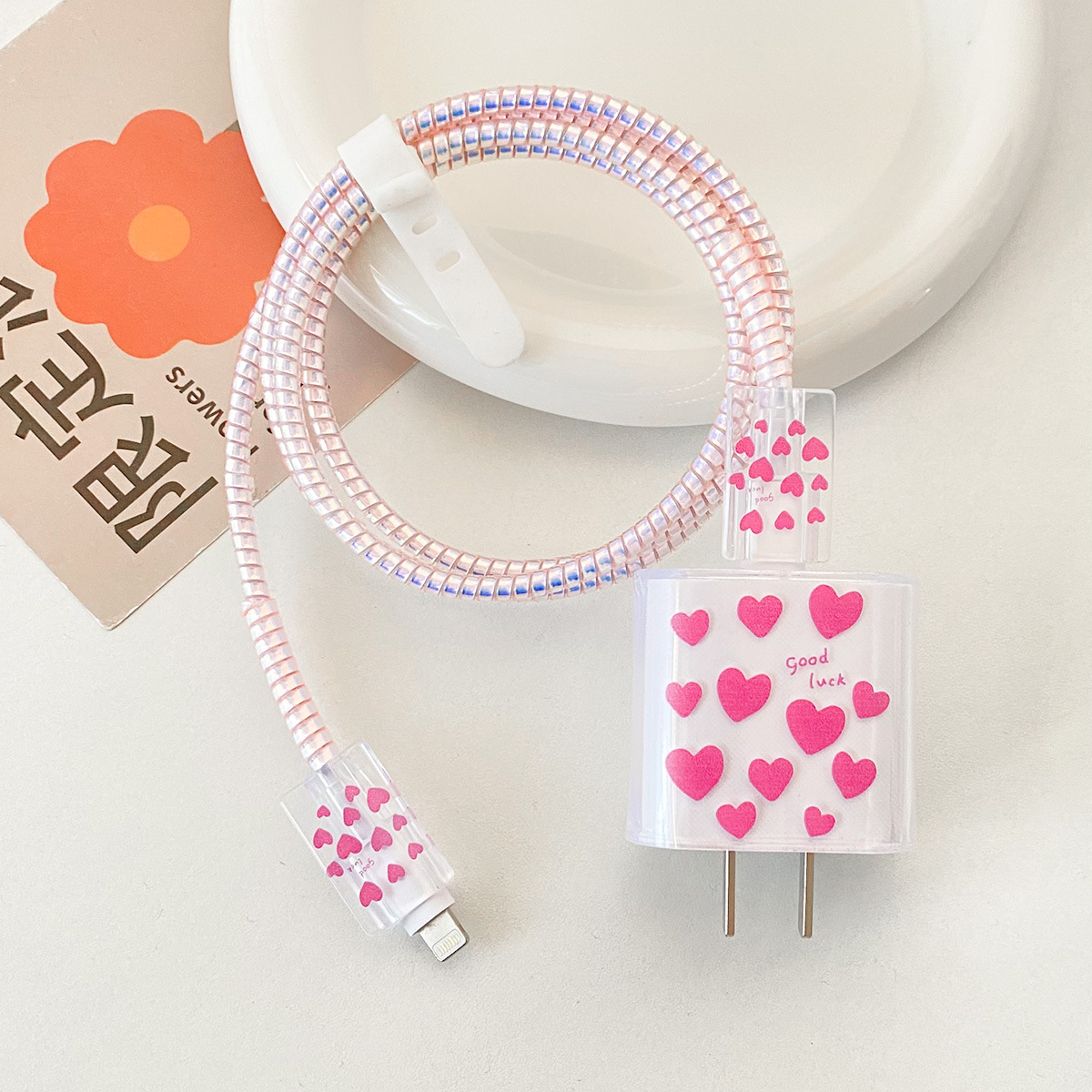 삼성 25w-행운 핑크 사랑 머리 커버 스레드 커버 2 1 미터 레이저 파우더 로프