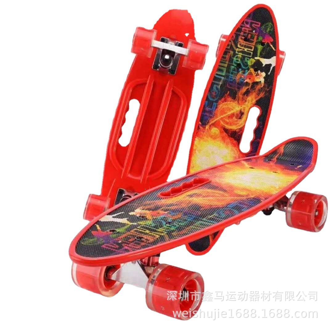 Four-wheel skateboard children adolescent baby universal scooter printing portable fish board manufacturers