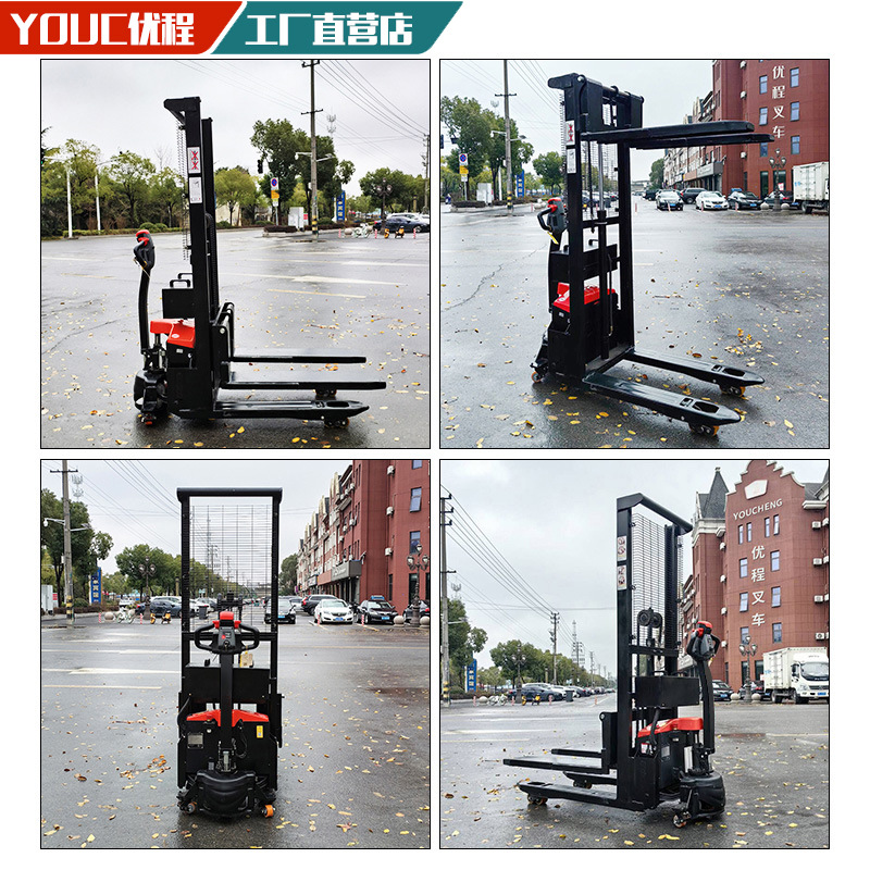 Doble elevación elevación montadora mini King Kong caminante totalmente eléctrico litio eléctrico hidráulico camión de paletas elevadora de buey elevadora de manejo