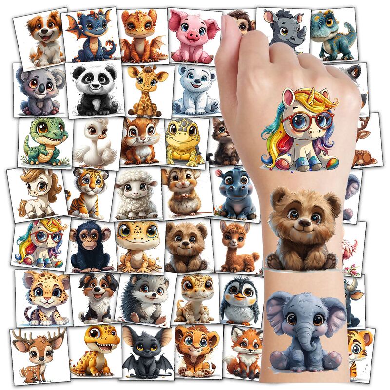 New children's products cross-border cute cartoon animal tattoo stickers waterproof realistic tattoo stickers TEMU European and American Tattoo New children's products cross-border cute cartoon animal tattoo stickers waterproof realistic tattoo stickers TEMU European and American Tattoo
