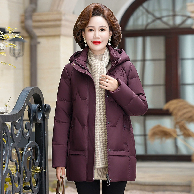 Женская зима 2024 новая мама пуховик белая утка бархат