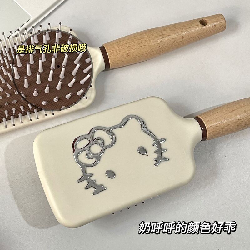 ハローキティ木柄エアバッグマッサージ櫛静電気防止カール櫛|undefined