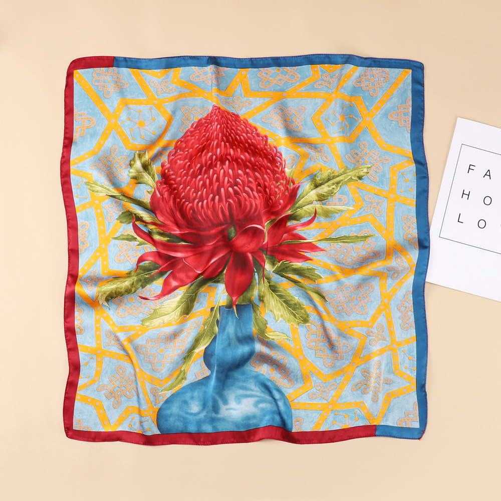 Sweet Style Women's Sweet Geometric Satin Printing Silk Scarves
