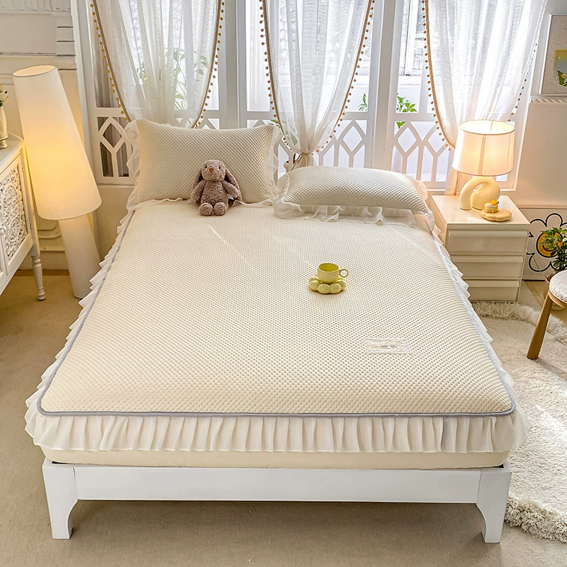 冰羽 2025 New Waffle Cool Lace Fitted Sheet and Mat Set Fitted Sheet