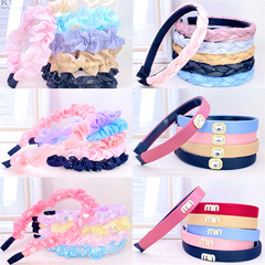 Plastic glossy black sponge rhinestone fabric chain braid hair tie headband hair clip two yuan physical store head accessories