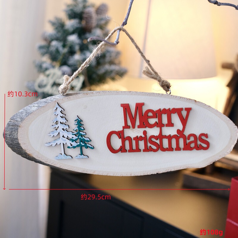 クロスボーダークリスマス木製装飾看板 クリスマス英語文字 ドア壁掛け 三角形ペンダント DIY小道具|undefined