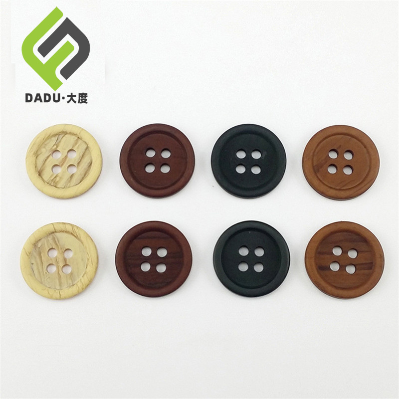 Wood resin Button man 's suit coat wire drawing button Matte circular Fur overcoat button