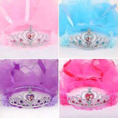 Children's tiaras Princess Elsa veil hair accessories bridal crown Frozen girls foam garland veil headband