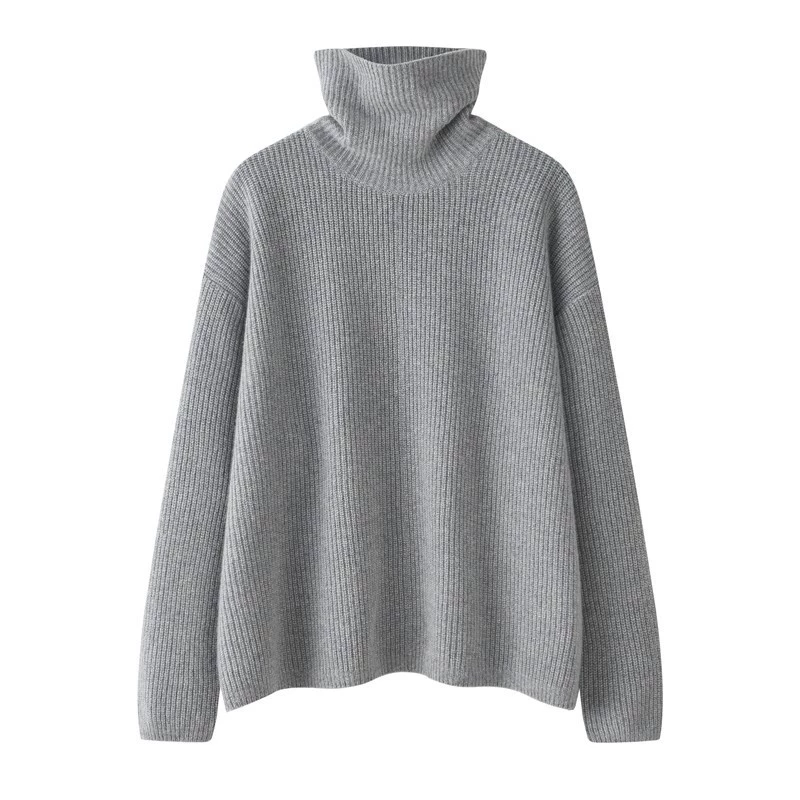 Платье из кашемира бархат suitable with a skirt for leisure, high collar, increased thickness, western style, oversize