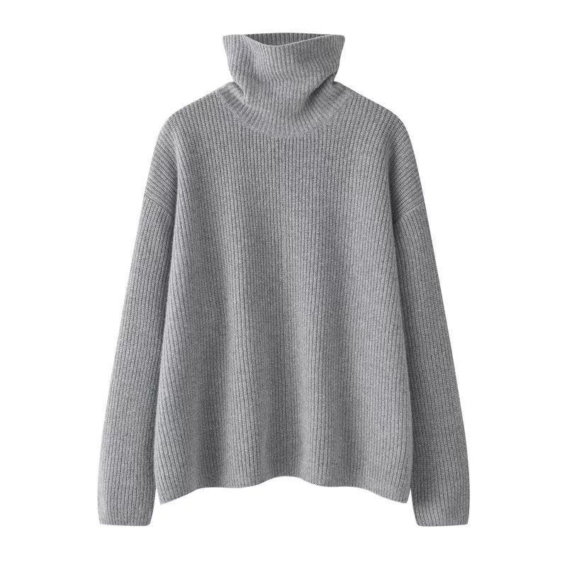 Платье из кашемира бархат suitable with a skirt for leisure, high collar, increased thickness, western style, oversize