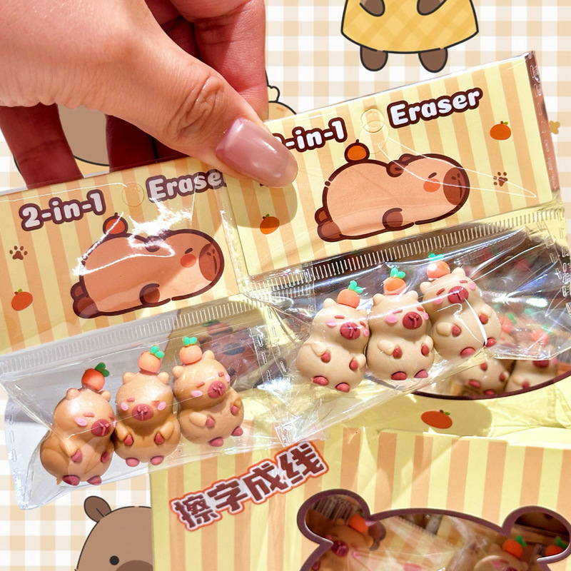 Cute Cape Set de lápices Borrador Nuevo lápiz Protección para estudiantes de escuela primaria Artículos de papelería de aprendizaje Regalos navideños