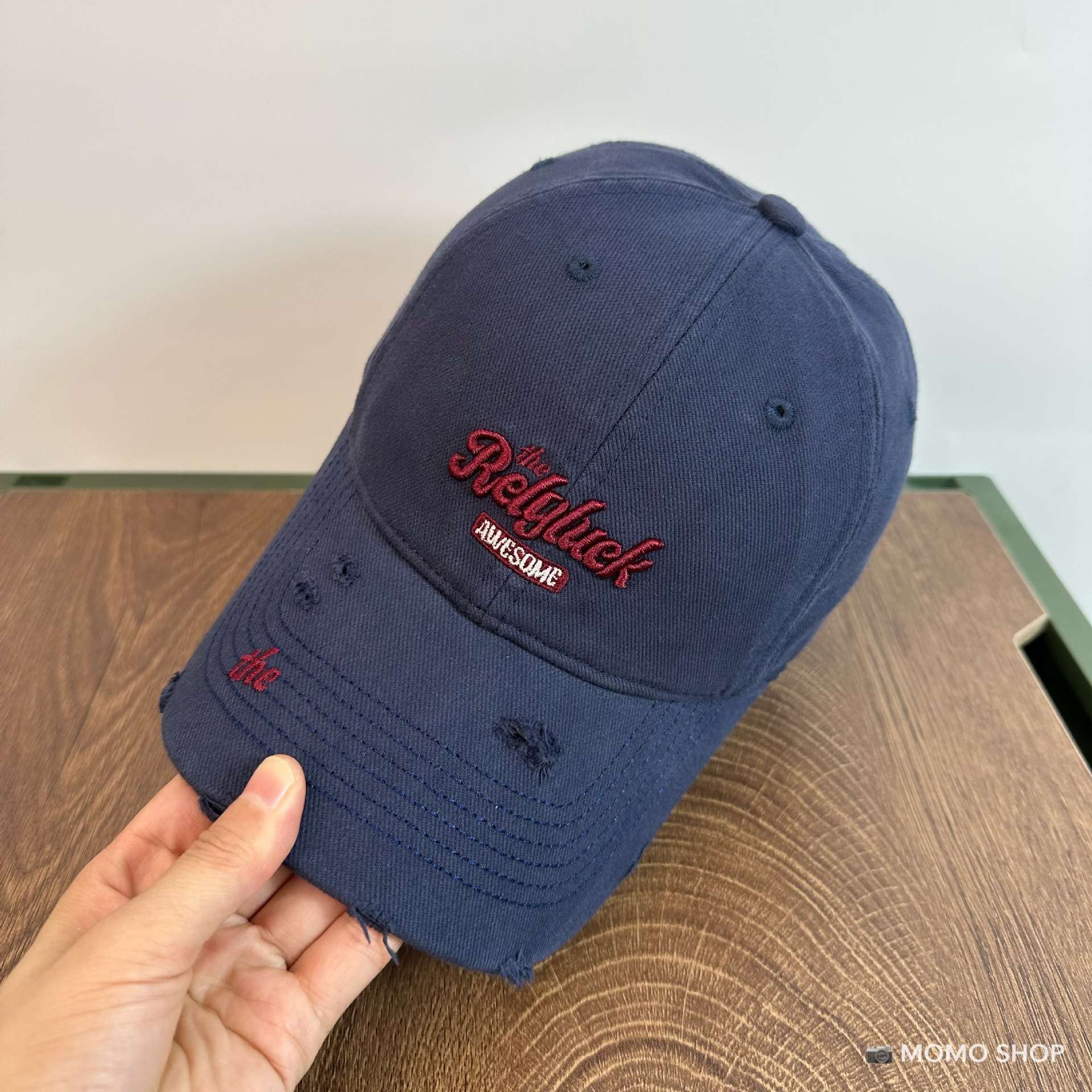 Tide coreana letra bordada agua lavada agujero blando sombrero de béisbol para hombres y mujeres de alta calidad gorra de boca de pato americana muestra cara pequeña