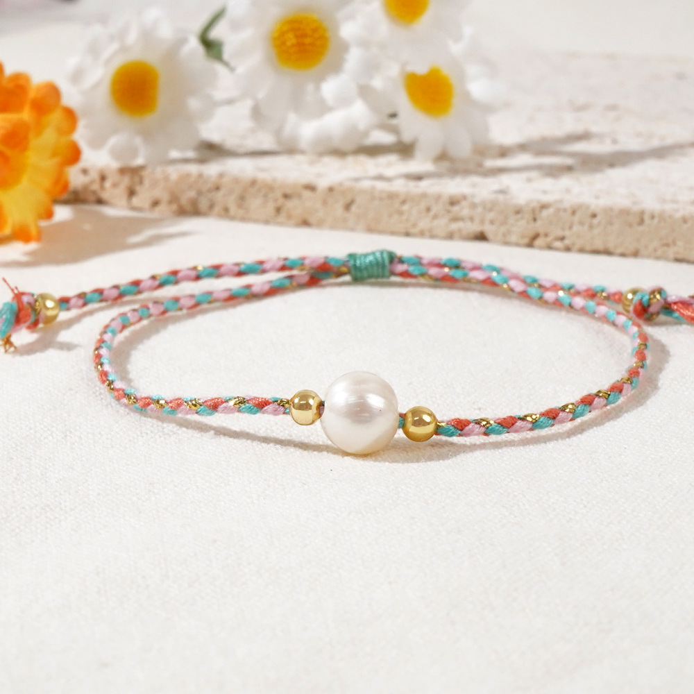 Geometric Casual Bohemian Imitation Pearl Rope Copper Bracelets Wholesale display picture 11