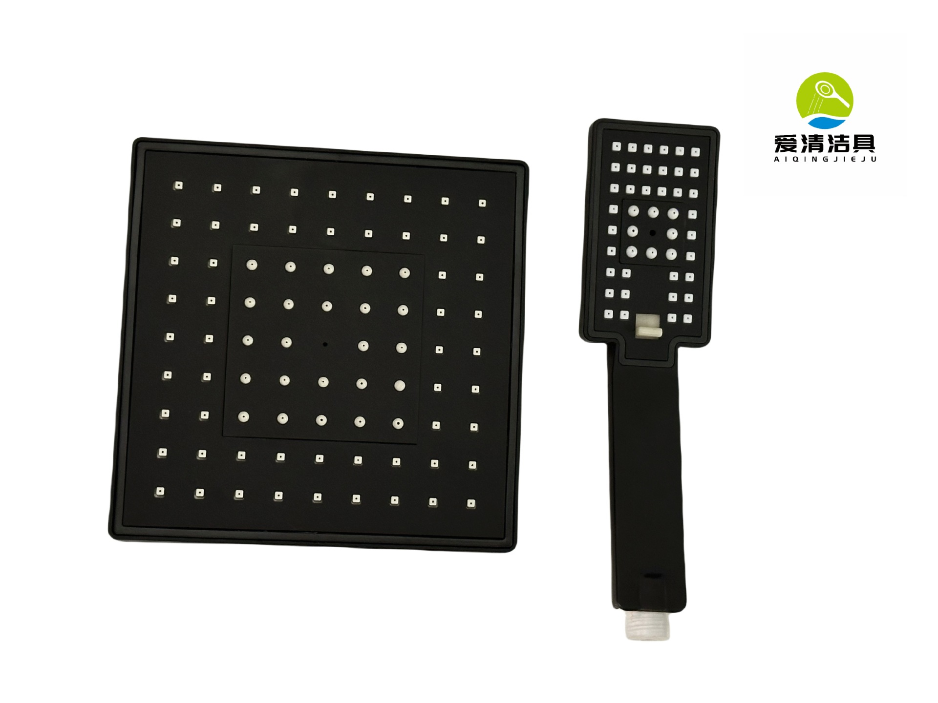 Classic Home bathroom and toilet pressurized square black background white dot Shower head Set (Unpainted) Application Scenario